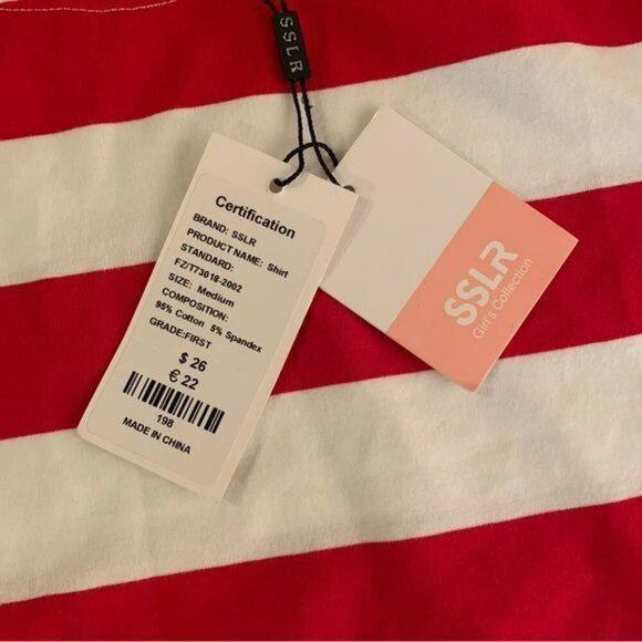 SSLR girls collection red and white striped long sleeve shirt -M - Picture 4 of 7